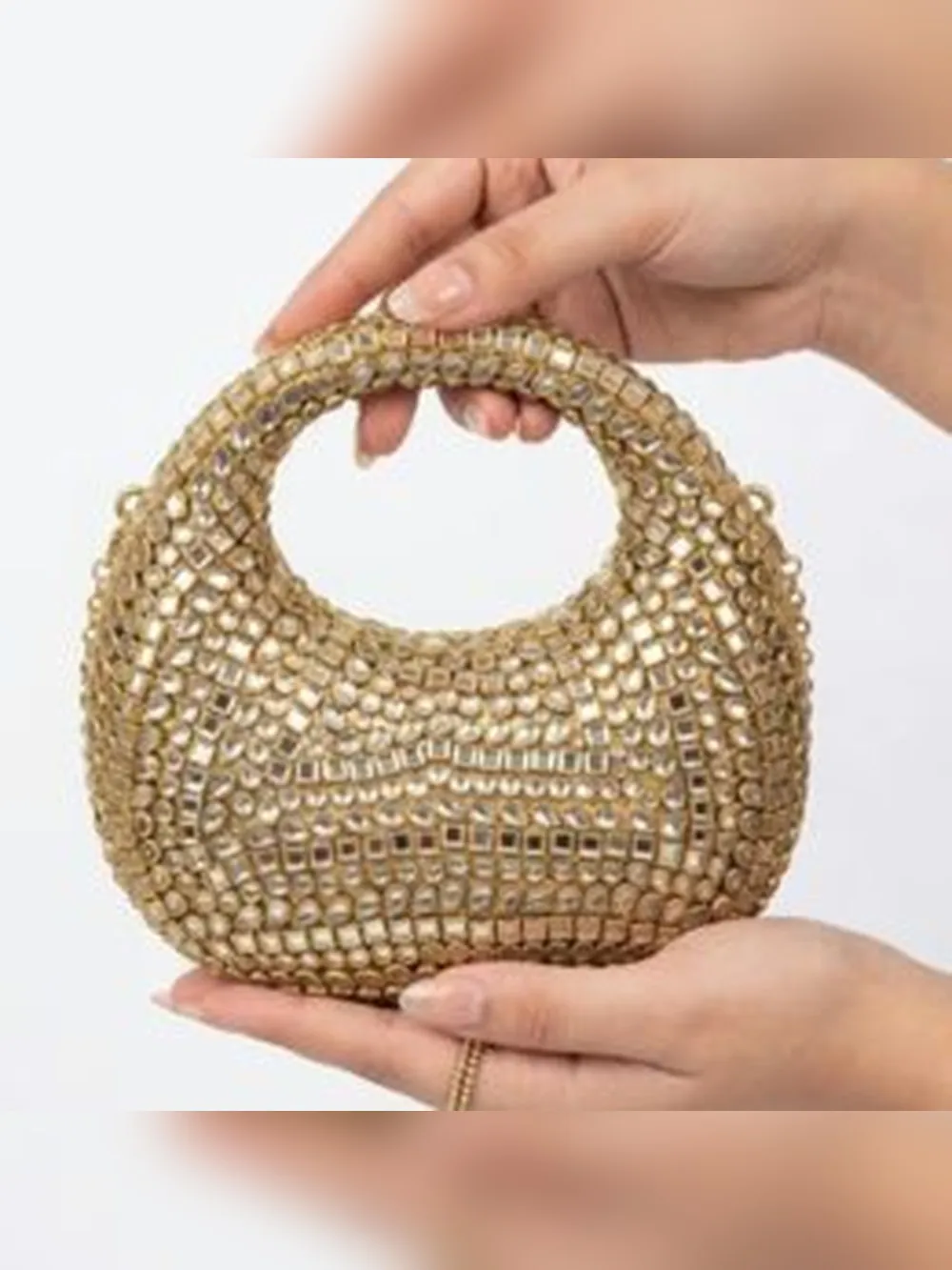 Golden Crystal Mini Handbag - Gold