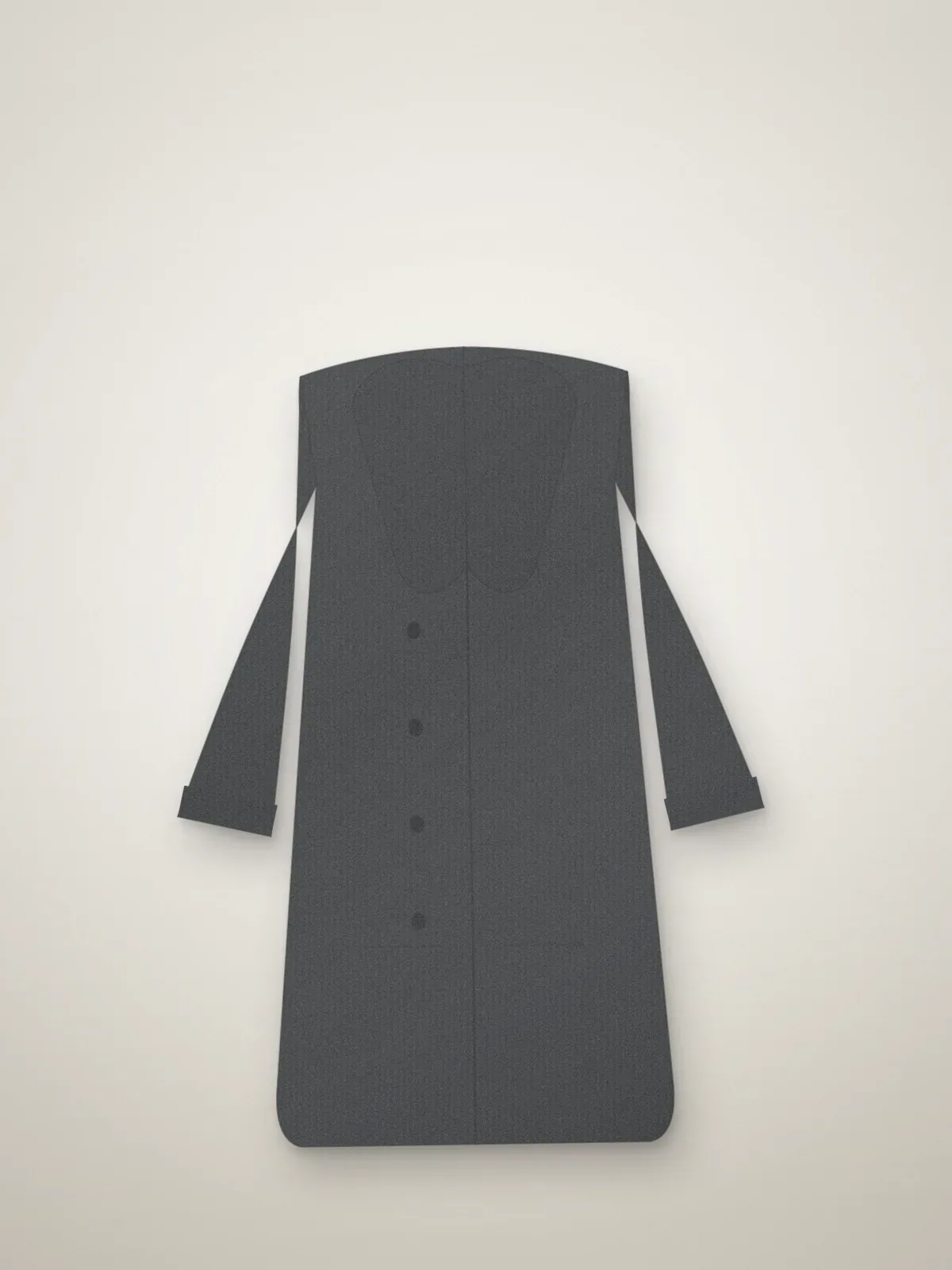 Ashgrove Wool Overcoat in Charcoal, studio flat lay on a warm off-white ground
