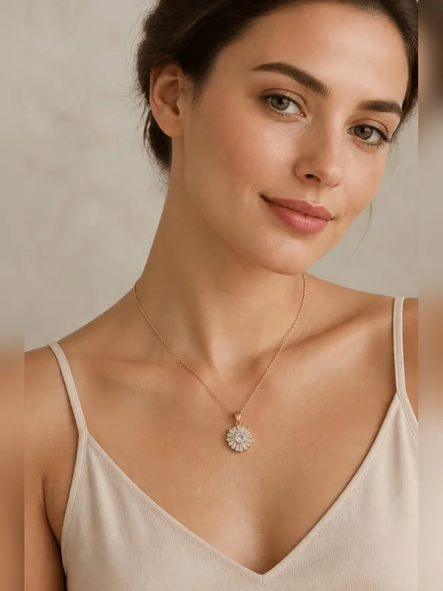 Crystal Flower Pendant Necklace