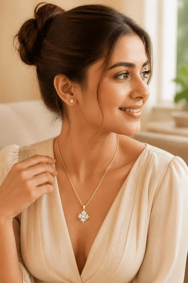 Crystal Pendant Necklace and Stud Earrings Set