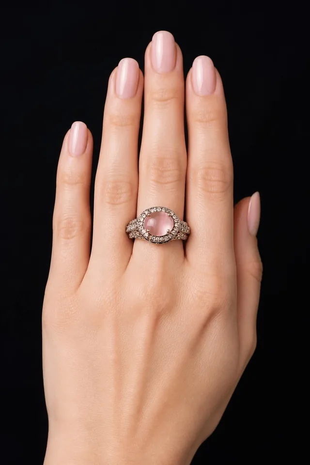 Halo Crystal Cocktail Ring - Colour Stone - Pink