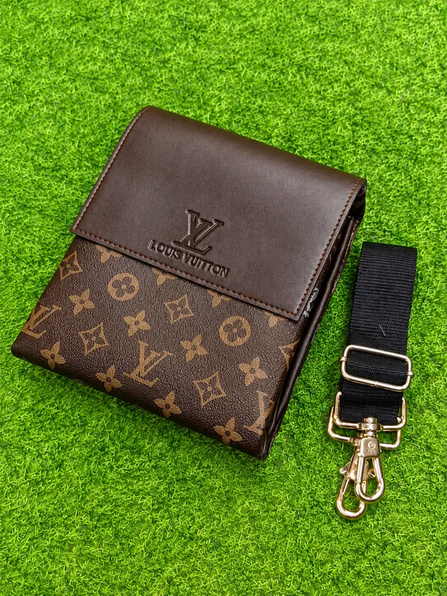 Striped Pattern Crossbody Bag - Brown