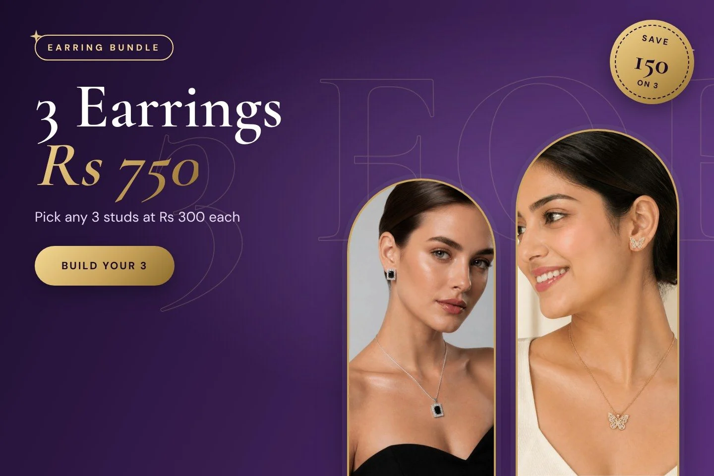 3 Earrings for Rs 750